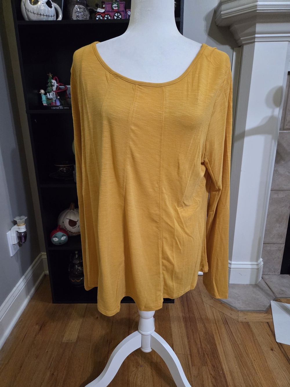 Copper Key Mustard Yellow Long Sleeve Scoop Neck Top